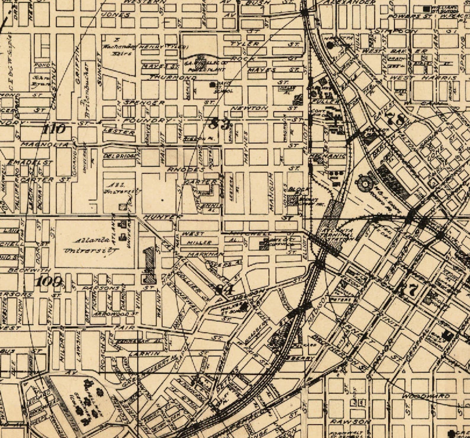 Map of Atlanta Old Map Restored Archival Fine Print of - Etsy