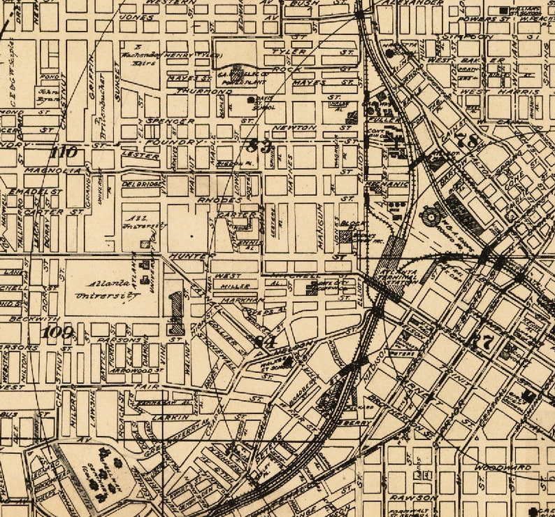 Map of Atlanta Old Map Restored Archival Fine Print of - Etsy