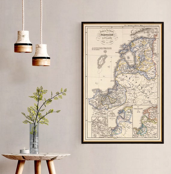 Old map of Latvia  - Historical map of Estonia -  Vintage map reproduction on paper or canvas