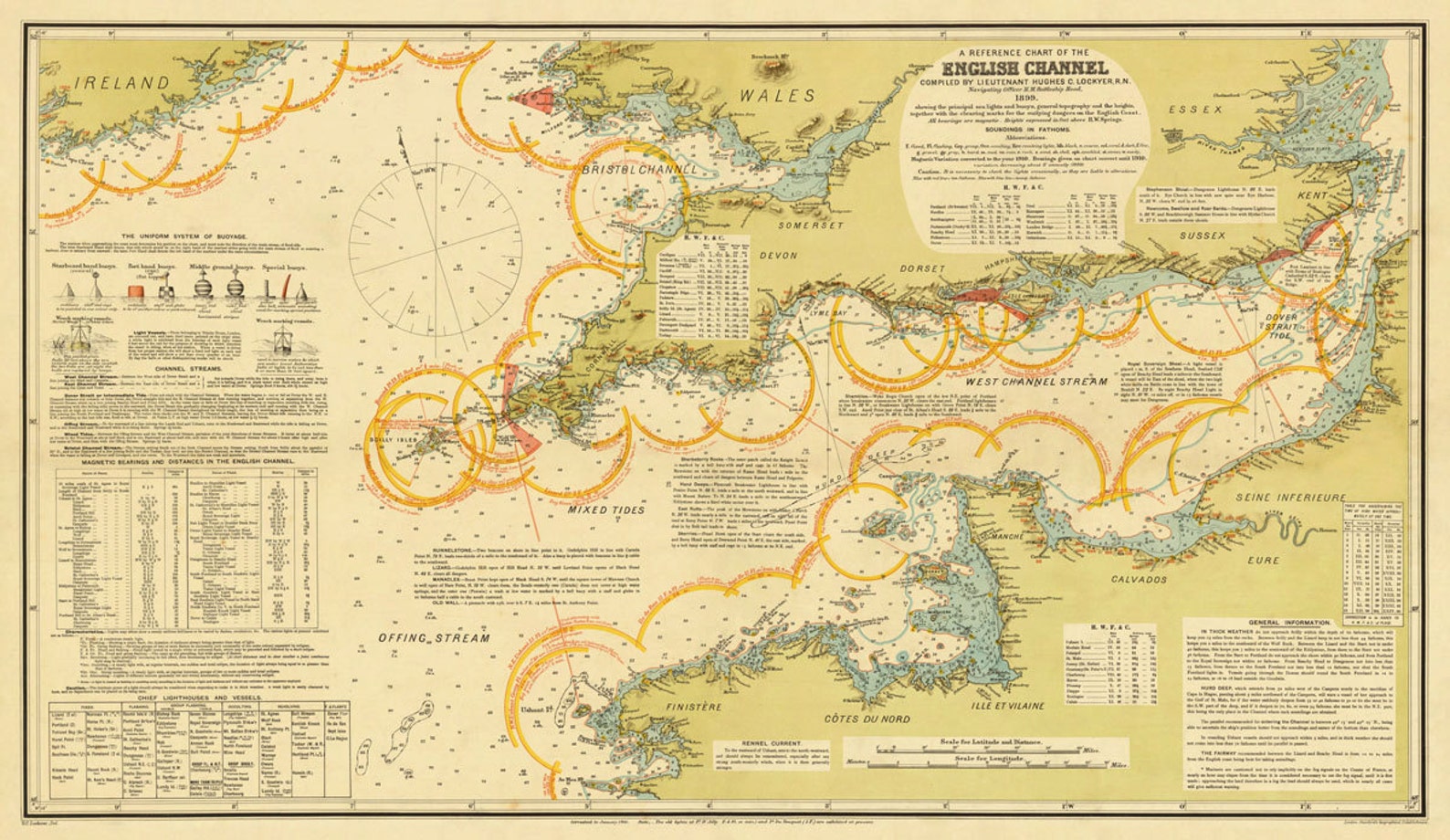 English Channel Map Decorative map Navigation map print on | Etsy