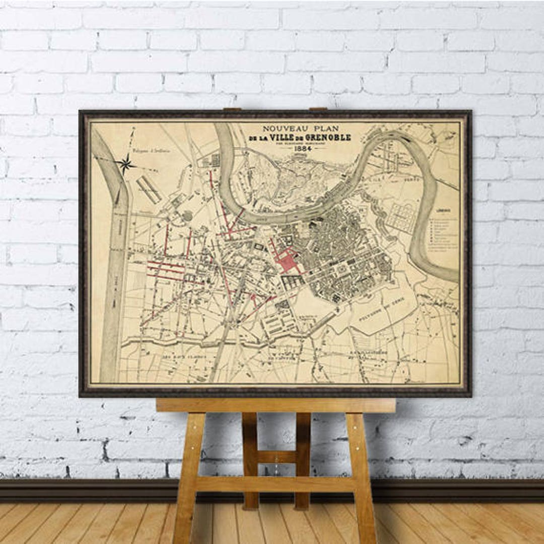 Grenoble Map La Carte De Grenoble Old Map Restored Archival Print on ...