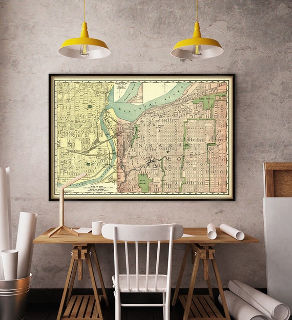 Map of Kansas City - Fine art reproduction - Kansas City map print on paper or canvas