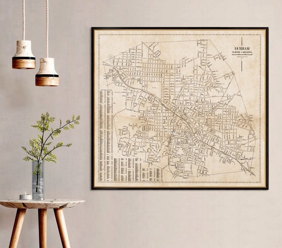 Durham map - Old map of Durham, fine print on canvas or paper