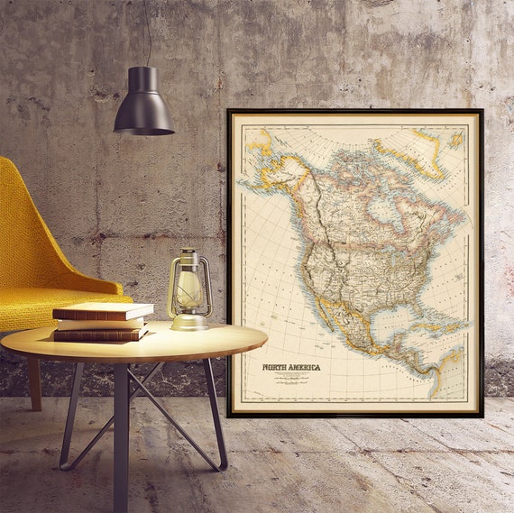 Old map of America - America map, fine art print, housewarming decor, vintage style map of The New World