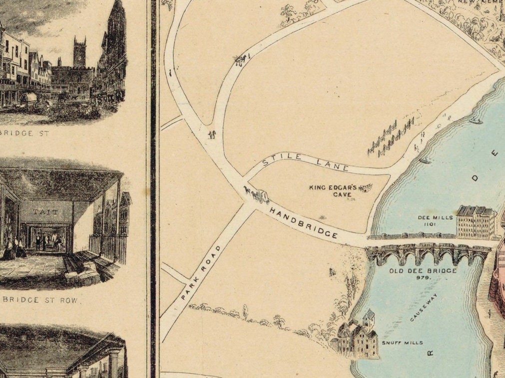 Chester map Illustrated old map of Chester Available on paper or canvas
