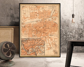 Dortmund map - Old city map print - 14 x 18.75"