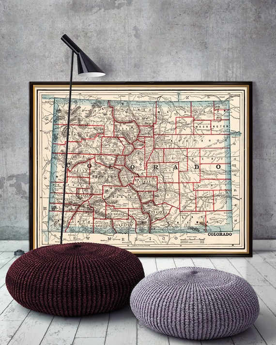 Old map of Colorado - Vintage map restored - Wall map print on paper or canvas