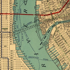 Carte de Manhattan, ancienne carte de Manhattan, New York, carte vintage détaillée de 1924, décoration murale de style vintage image 4