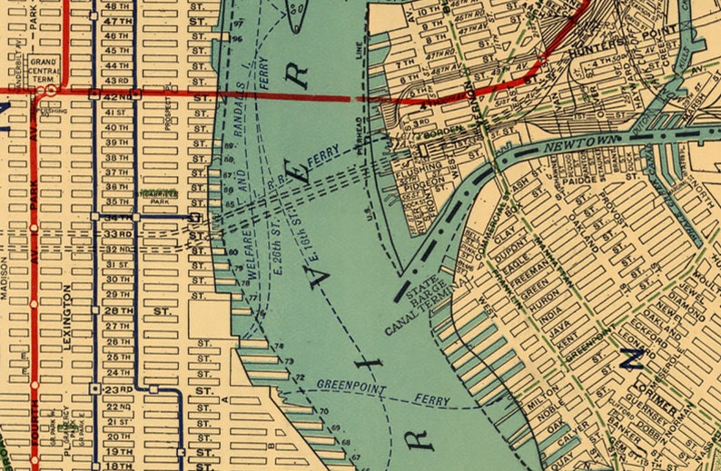 Carte de Manhattan, ancienne carte de Manhattan, New York, carte vintage détaillée de 1924, décoration murale de style vintage image 4