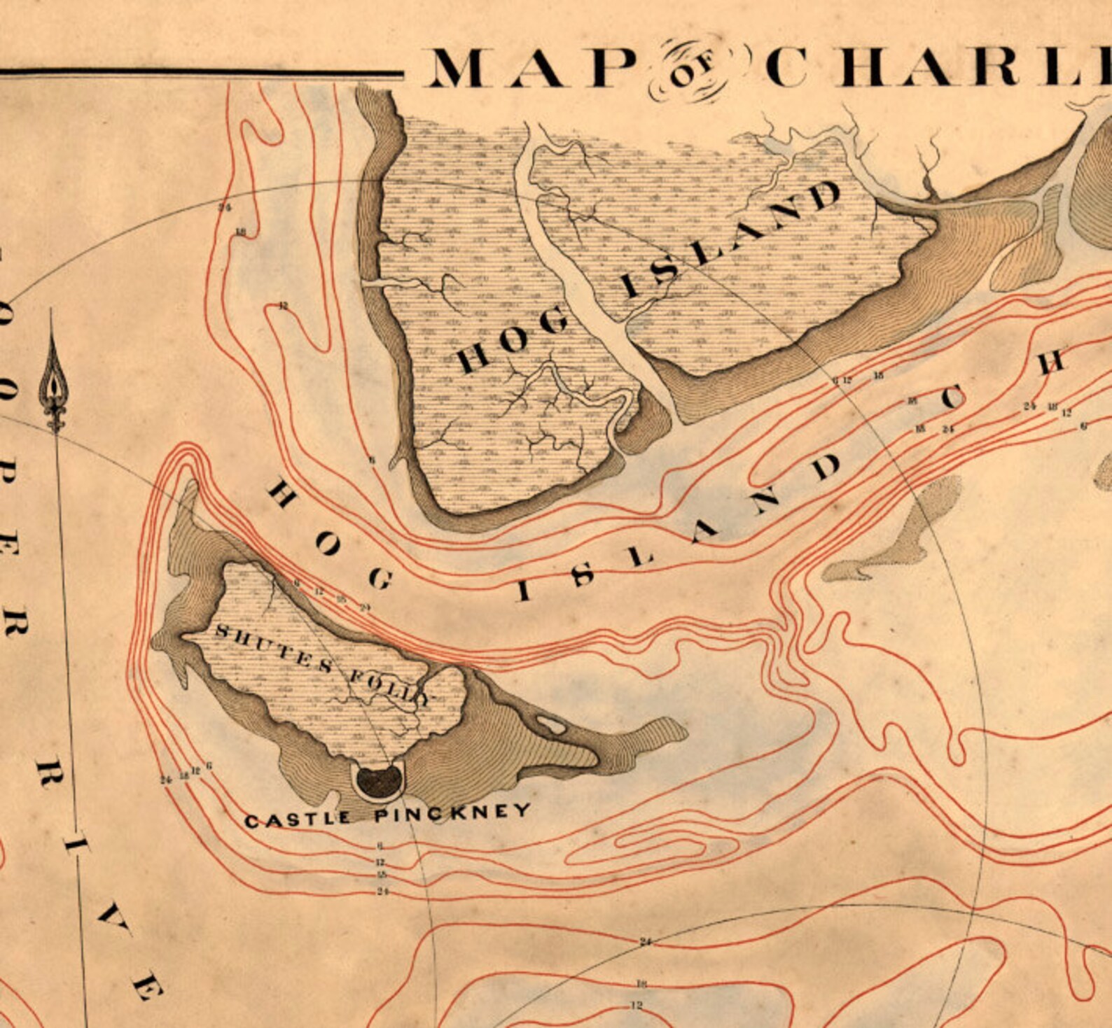Charleston harbour map Old map of Charleston fine print | Etsy