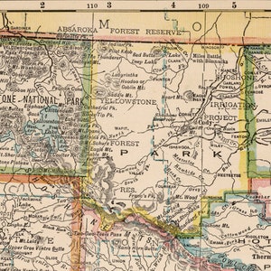 Carte du Wyoming - carte d'état vintage du Wyoming - disponible sur papier ou toile image 2