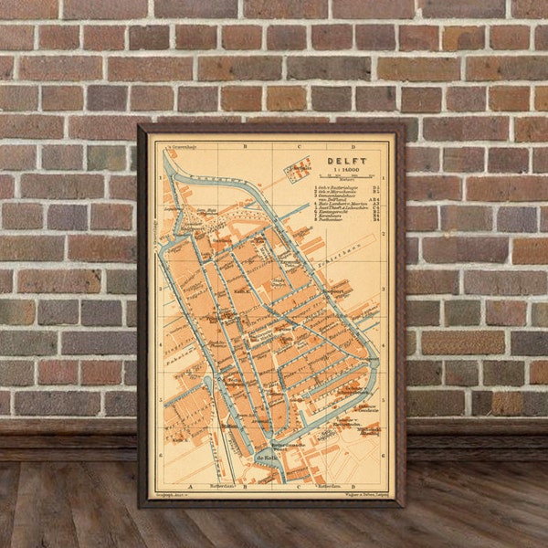 Old map of Delft - Fine  archival print - Delft map, 11.5 x 17 inches