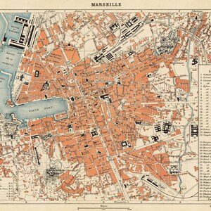 Carte vintage de Marseille - Plan de la vieille ville de Marseille de 1888 image 2