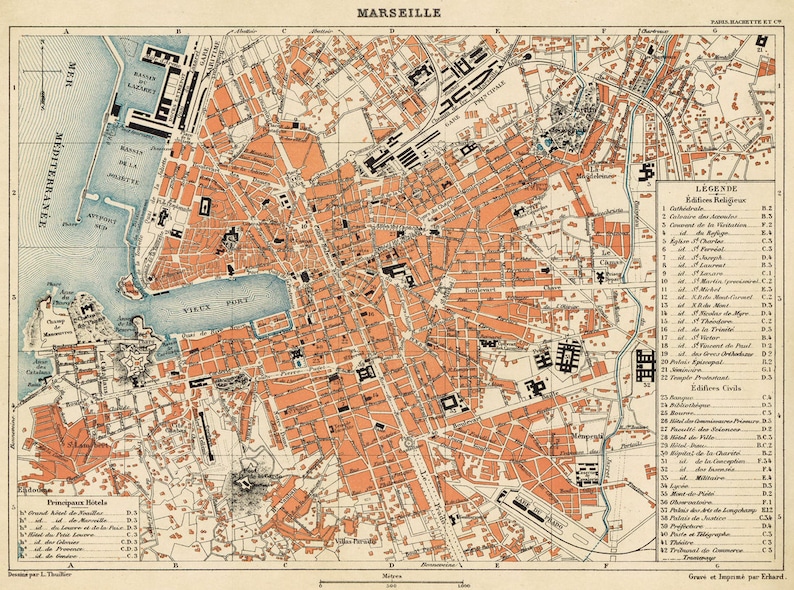 Carte vintage de Marseille - Plan de la vieille ville de Marseille de 1888 image 2