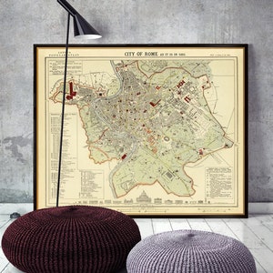 Map of Rome - Old map of Rome print - City maps prints - Giclee reproduction