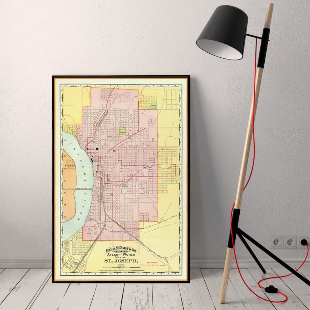 Saint Joseph Map Old Print