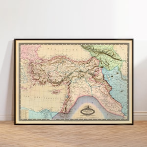 Old Map of Turkey, Syria, Liban, Caucasus | 19th-Century Map of Ottoman Empire | French Antique Map Art | Fine Print
