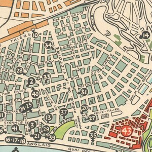 Pictorial Map of Nice - Vintage Map - Nice Map Fine Print, French ...