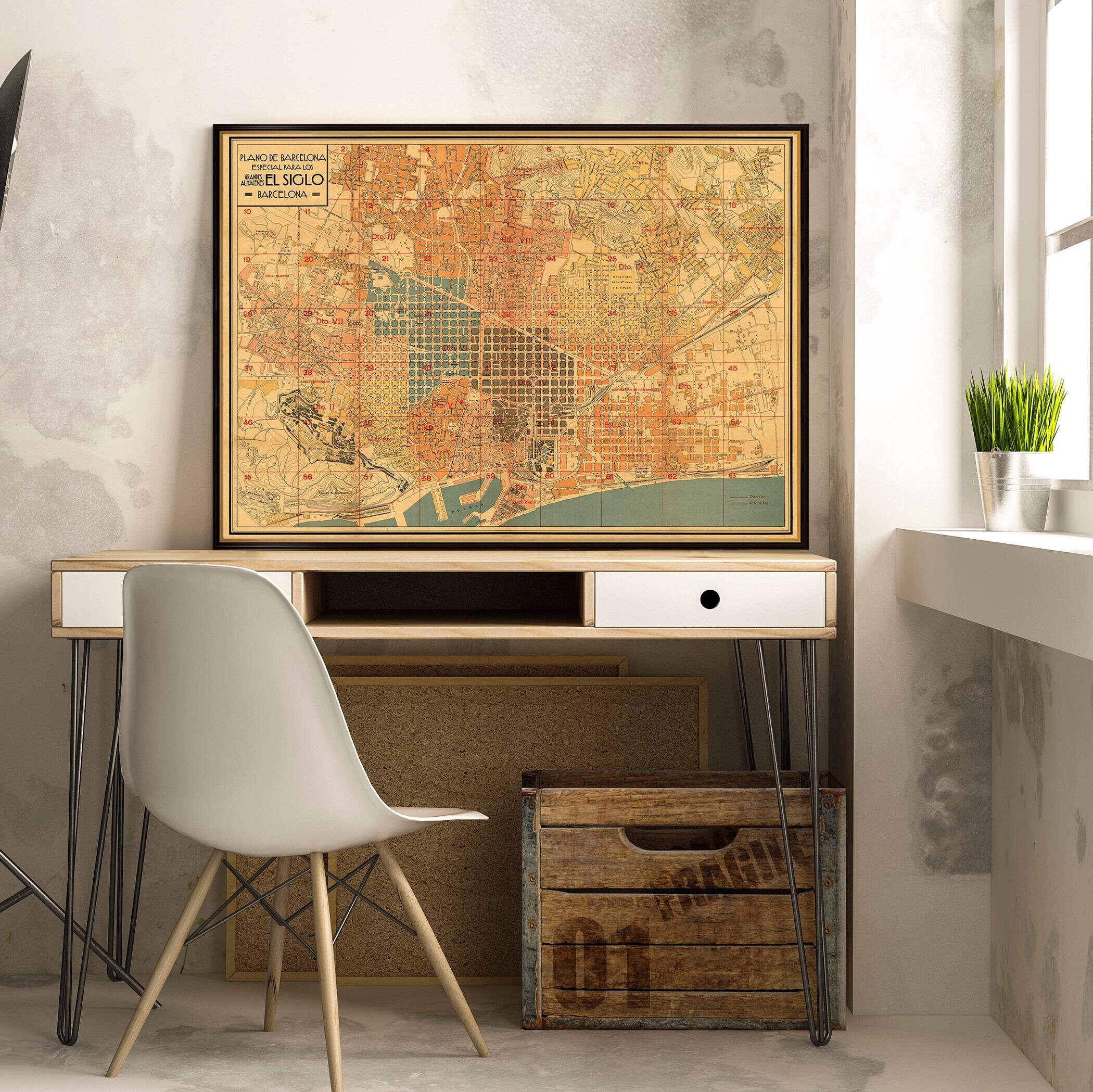 Barcelona map - Old city plan - Plano de Barcelona - Historic map reproduction - Wall map fine print - Large map on paper or canvas