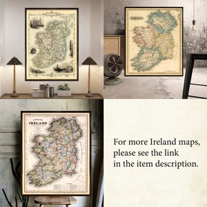 Carte historique de l'Irlande - Ancienne carte restaurée, belle reproduction sur papier ou toile image 6