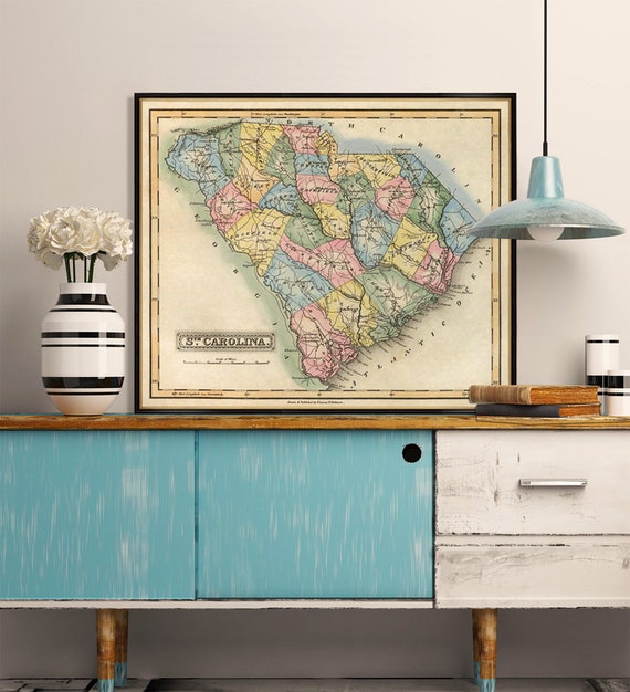 South Carolina map - Old map of South Carolina - Wall map - Premium giclee print on paper or canvas