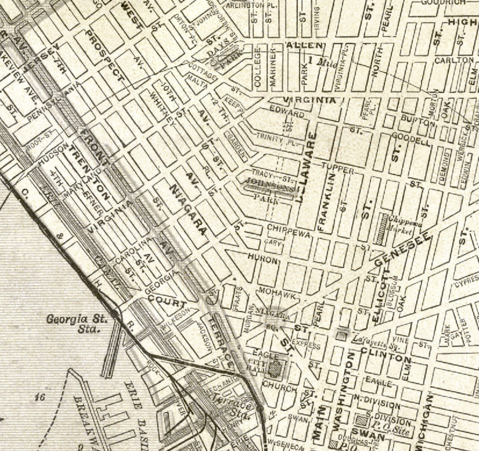 Old map of Buffalo City of Buffalo map reproduction Two | Etsy