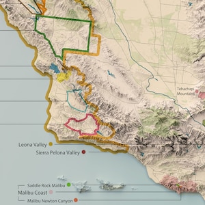 Carte des régions viticoles de Californie, régions viticoles américaines, carte détaillée, montrant toutes les régions viticoles de Californie, superbe décoration de bar/cave image 4