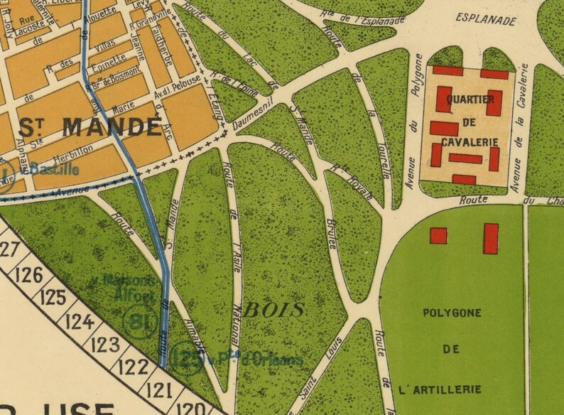 Carte ancienne de Vincennes, Bagnolet, Fontenay-s-Bois, Montreuil-s-Bois - Impression fine sur papier fin couché ou toile image 5