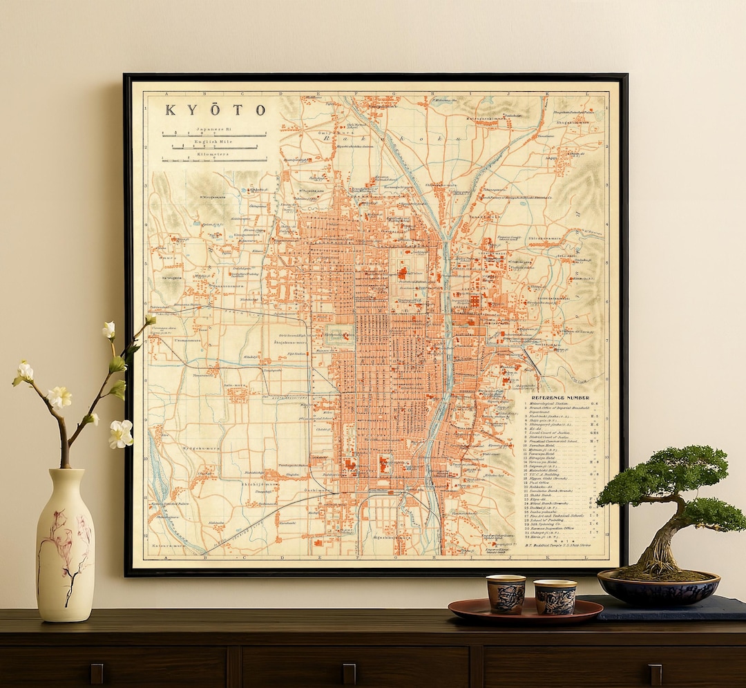 Kyoto Map | Vintage City Plan From the Imperial Era | Fine Print