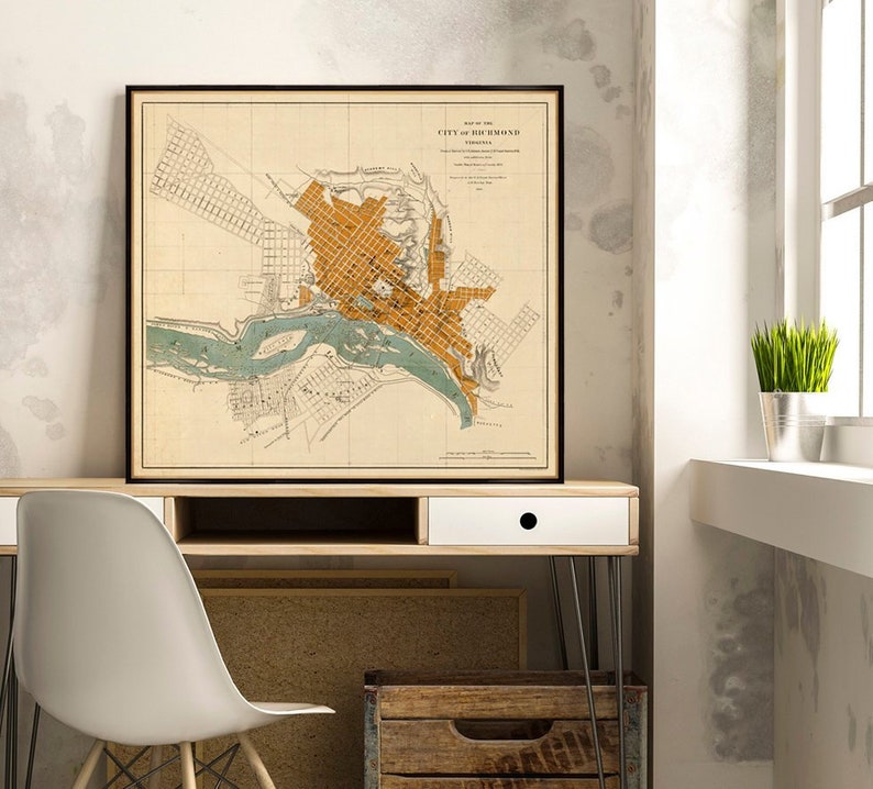 Map of Richmond Old map of Richmond archival print on paper or matte canvas image 1