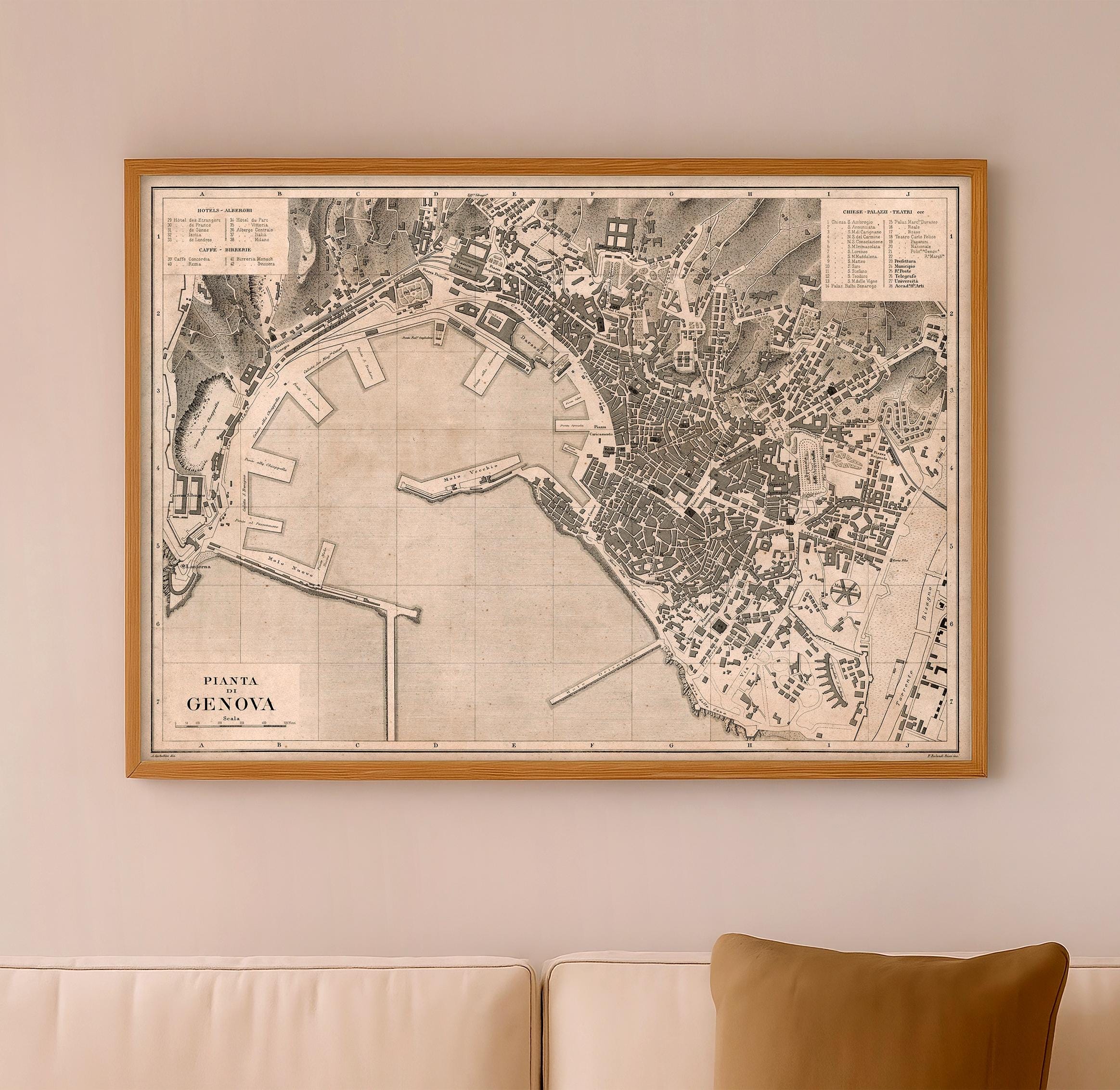 ジェノヴァの古地図 | 歴史都市計画 | イタリア地図装飾 | 細字印刷