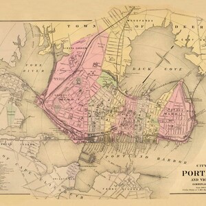 Old Map of Portland - City Map Print - Portland Map Archival ...