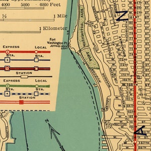 Carte de Manhattan, ancienne carte de Manhattan, New York, carte vintage détaillée de 1924, décoration murale de style vintage image 8