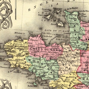 Carte de France vintage, impression fine - La carte de France - Impression d'archives sur papier ou toile image 4