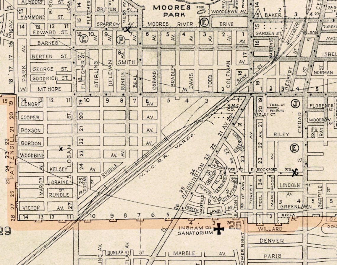 Lansing and East Lansing Old Map Large City Plan Restored - Etsy
