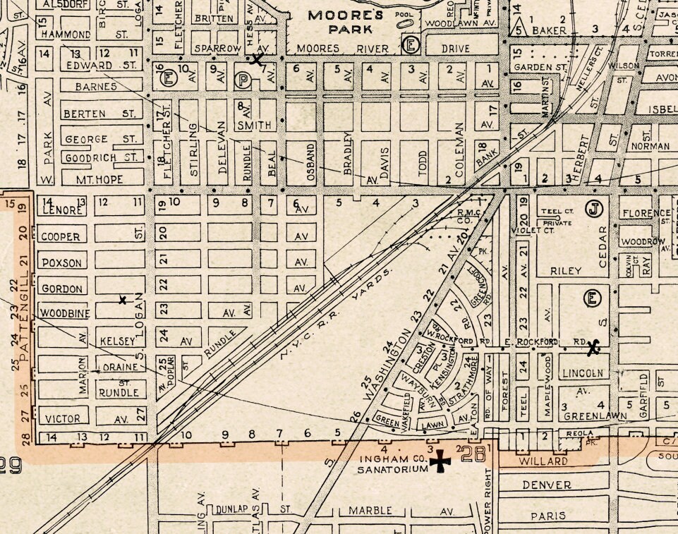 Lansing and East Lansing old map Large city plan restored Etsy