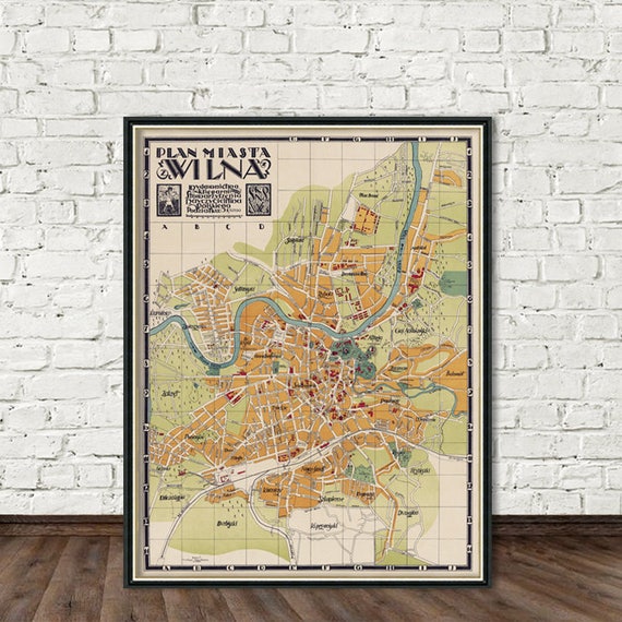 Wilna map - Old map of Vilnius (Lithuania) - Vintage map restored - Archival print on paper or canvas