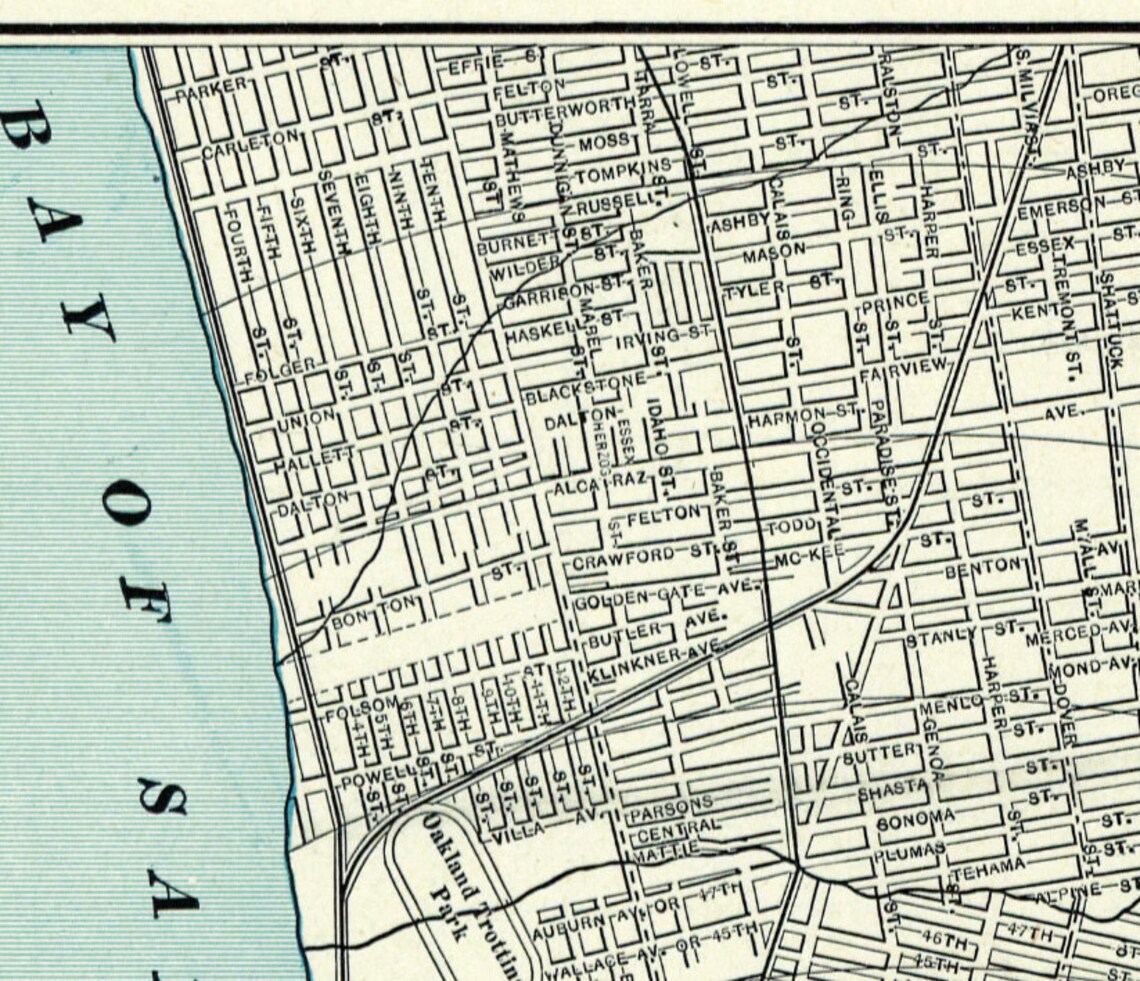 Old Map of Oakland Fine Archival Print Vintage City Plan Etsy