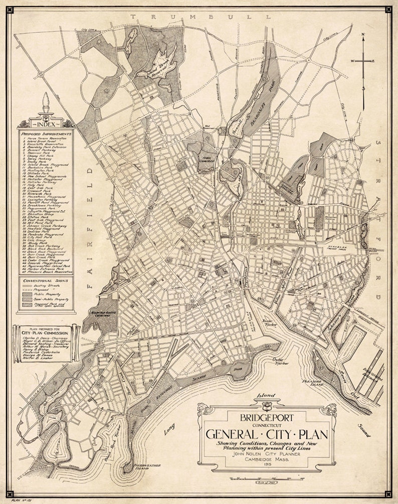 Bridgeport Map Old Map of Bridgeport Beautifully Restored Etsy