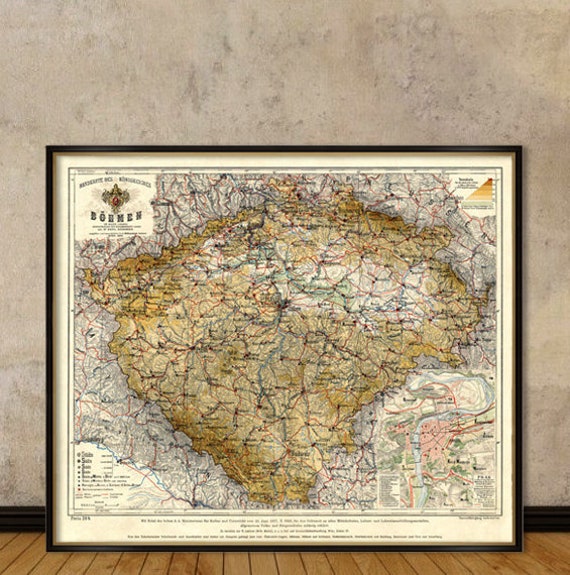 Bohemia map (Czech Republic) - Vintage map print on paper or canvas
