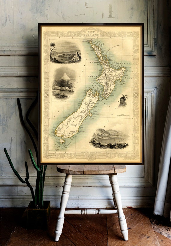Antique New Zealand  map Print - Fine print - Old map reproduction on paper or canvas