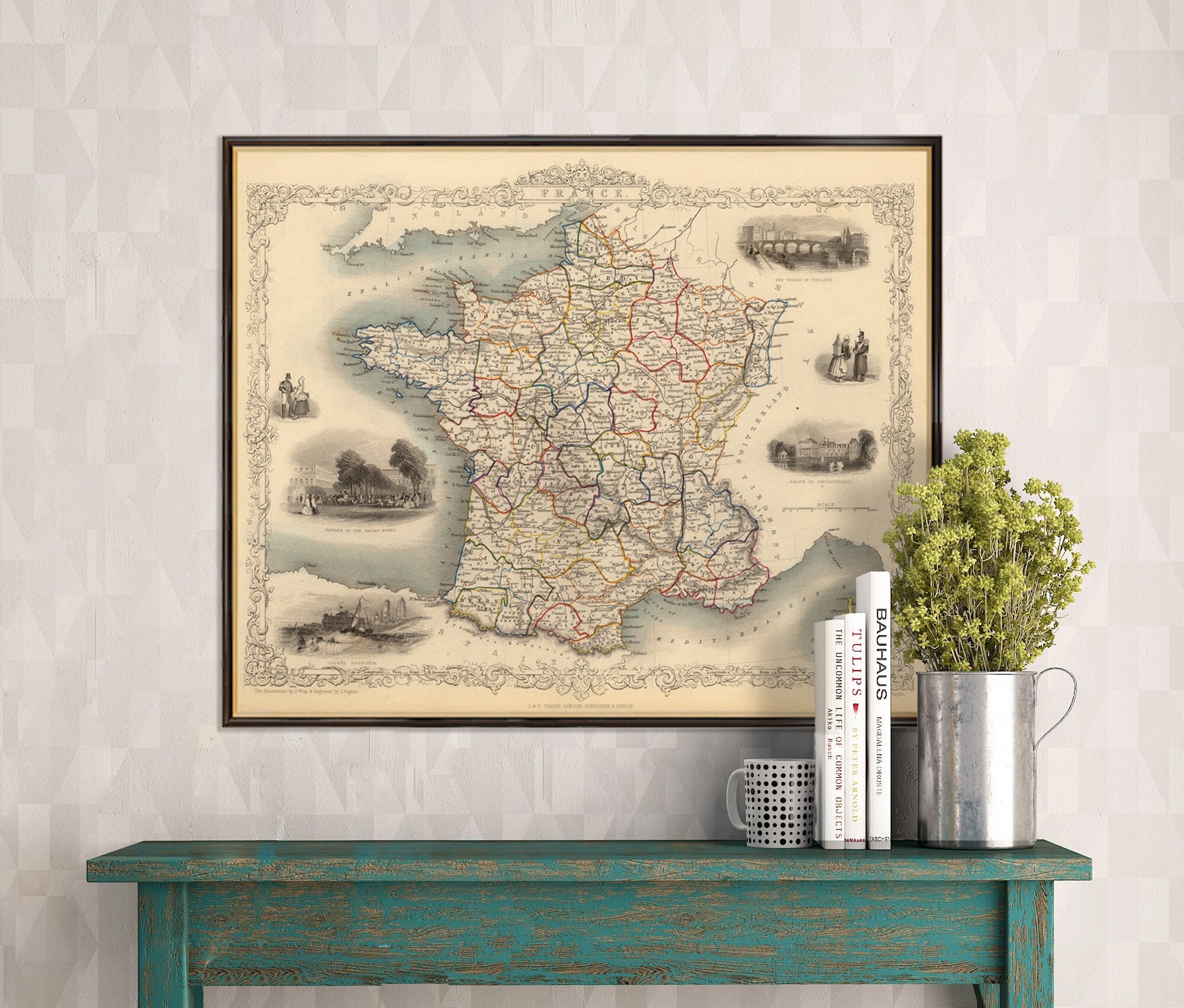 フランスアンティーク　MAP Vintage MAP of FRANCE - Instant Download Digital Printable