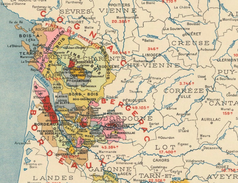 Wine map of France Old map of France showing the wine regions, France map fine art print, house gift idea image 7