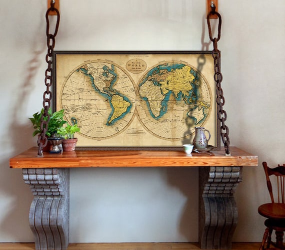 World map  - Map of the world  - Wall decor -Giclee premium print