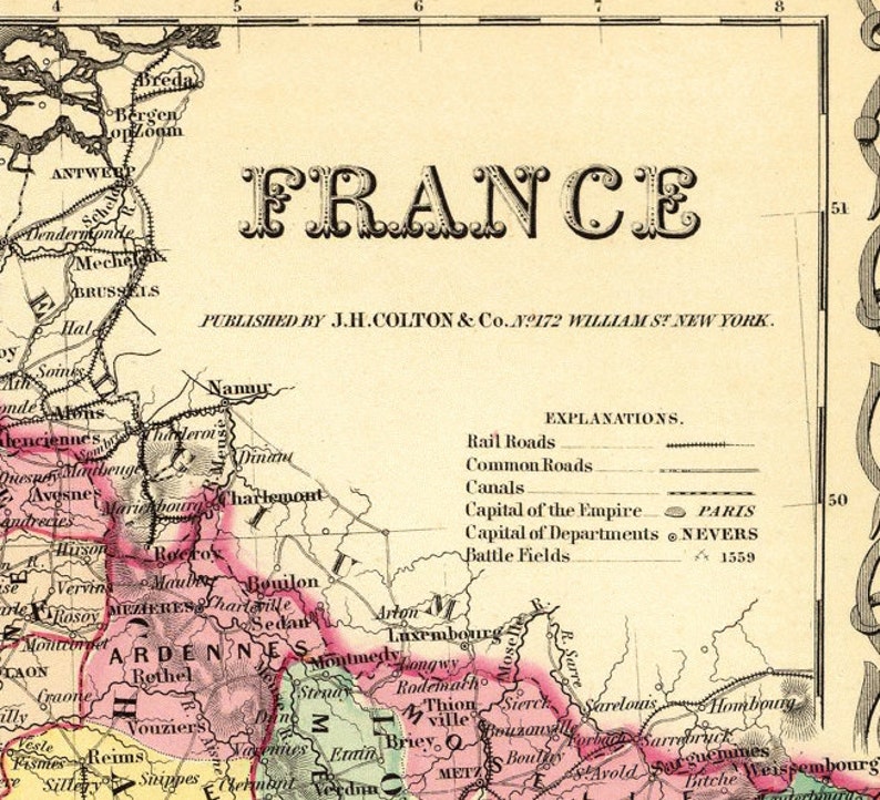 Carte de France vintage, impression fine - La carte de France - Impression d'archives sur papier ou toile image 3