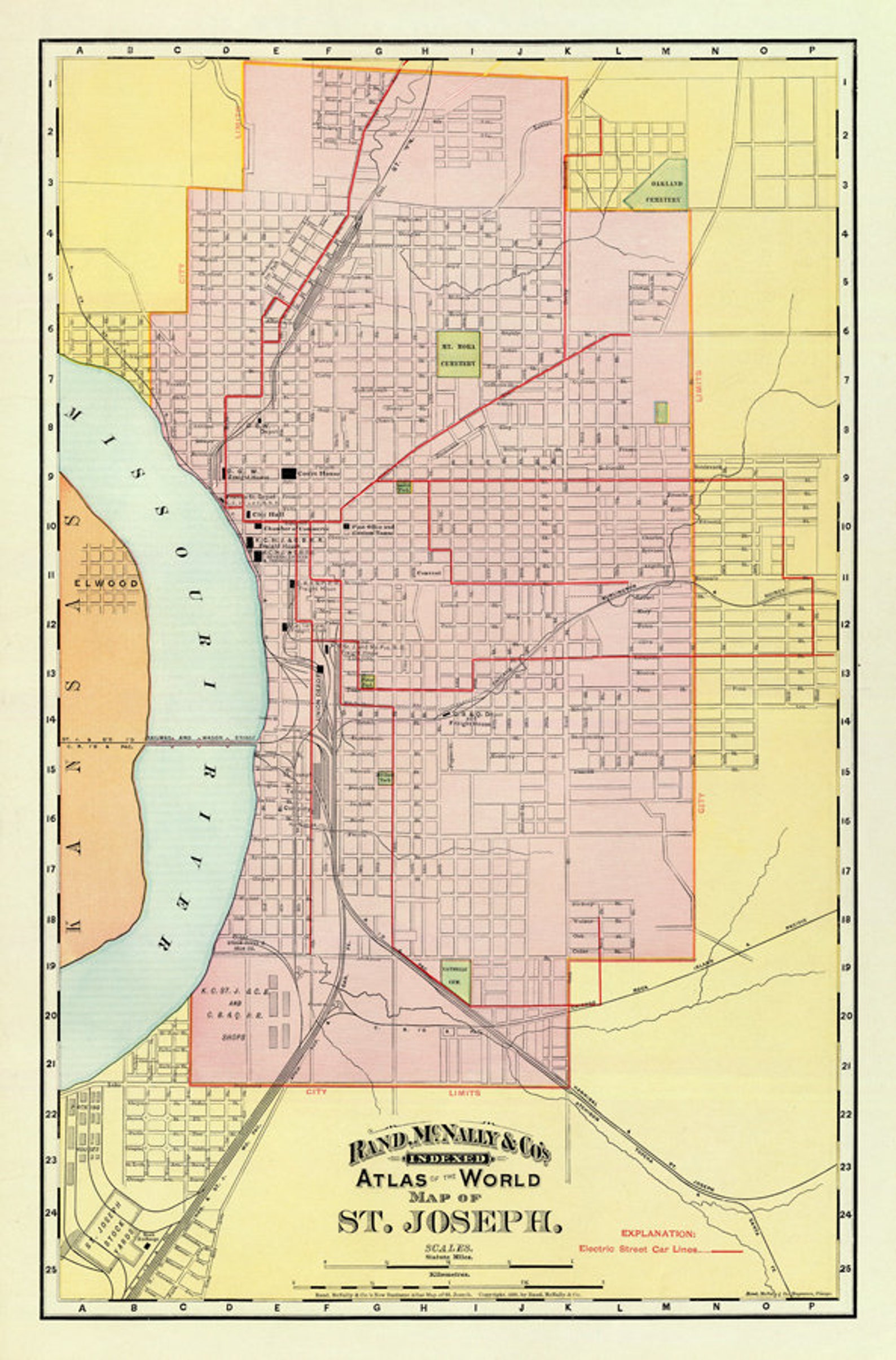 Saint Joseph Map missouri Old Map of Saint Joseph Print Etsy