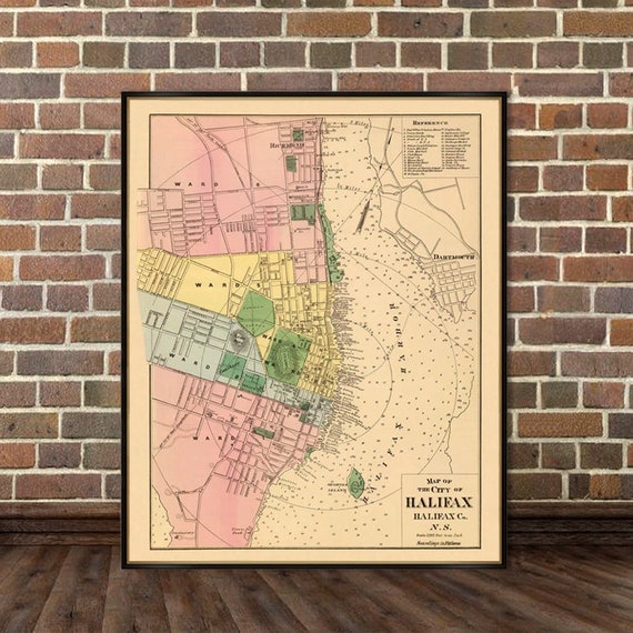 Halifax map - Vintage map of Halifax , antique looking map, giclee reproduction