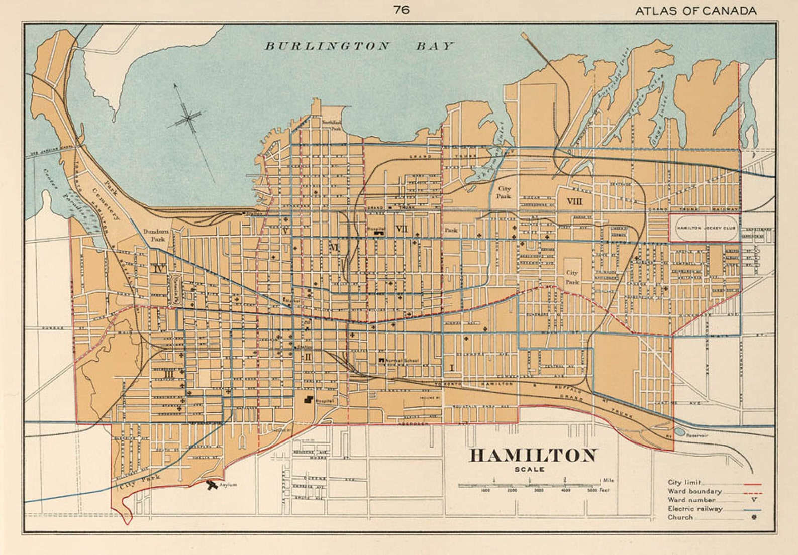 Hamilton Map ontario Giclee Print Reproduction of a Etsy