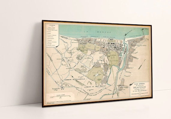 Deauville map - Plan de la ville de Deauville - Old map reproduction on paper or canvas