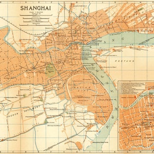 Shanghai map Vintage map of Shanghai fine reproduction image 2